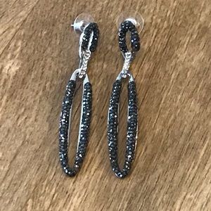 Czech rhinestone dangle stud earrings oval shape